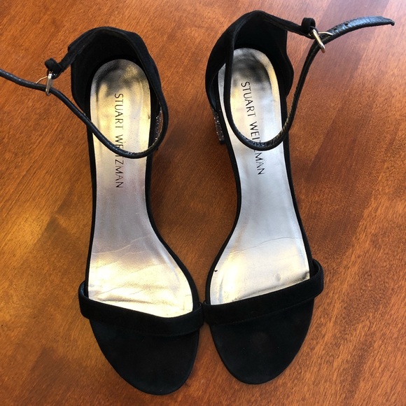 Stuart Weitzman Suede Glitter Sandals. Size 8.5. - Picture 2 of 11